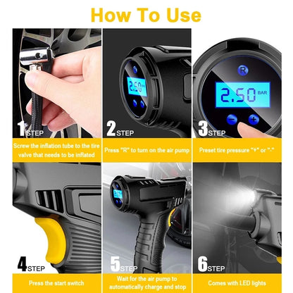 KDIOMALL 120W Car Air Pump LED Digital Tire Inflator Equipment