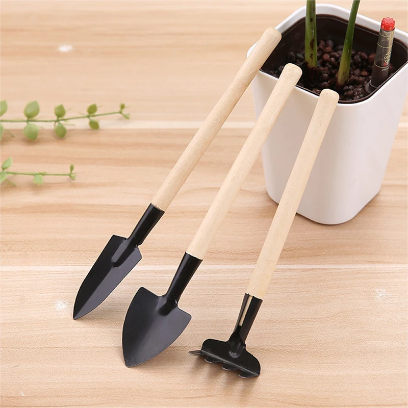 KDIOMALL 3Pcs Mini Bonsai Tools Potted Plant Shovel Rake Spade