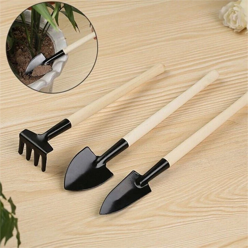 KDIOMALL 3Pcs Mini Bonsai Tools Potted Plant Shovel Rake Spade