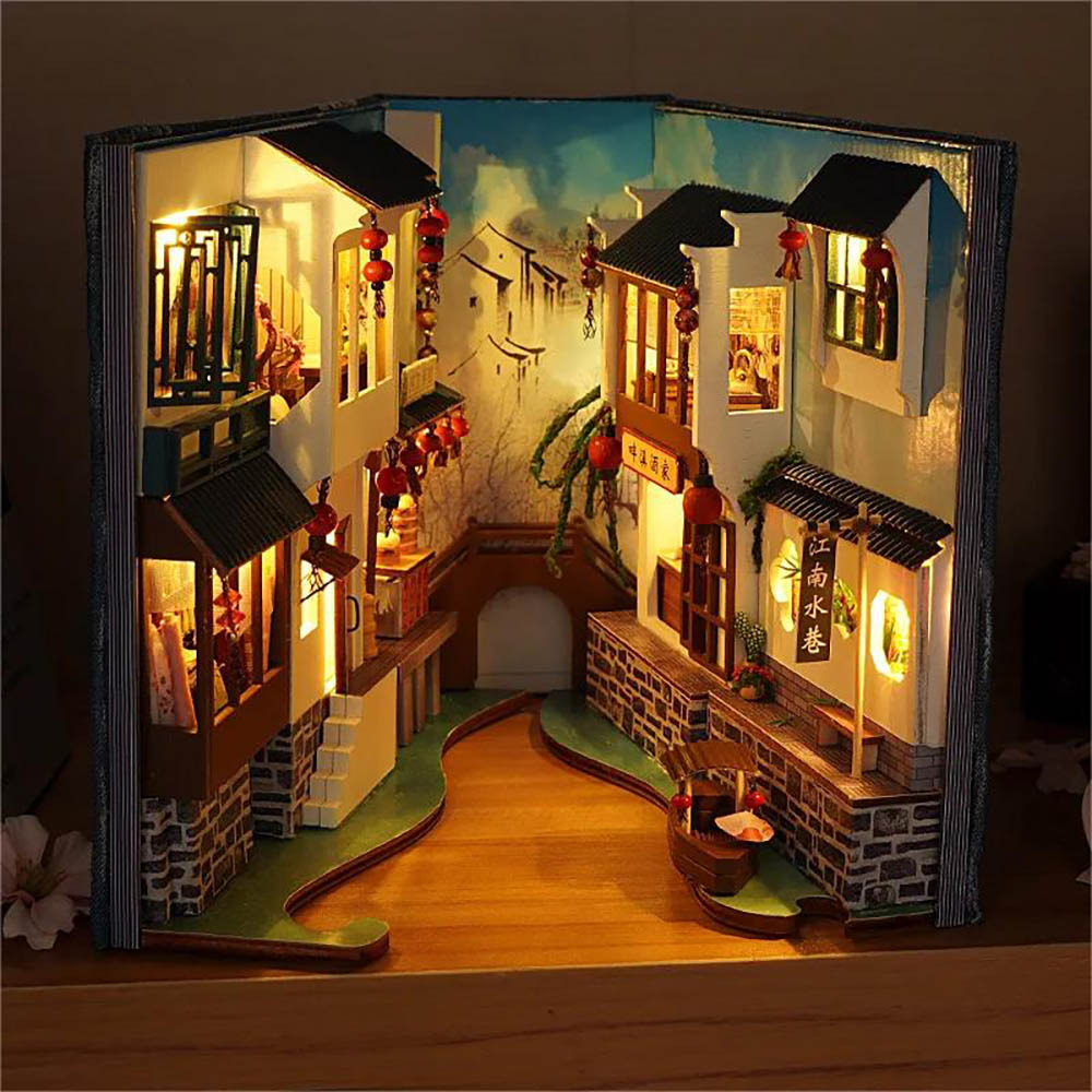 KDIOMALL Bookshelf Decoration Miniature Landscape of Jiangnan Scenery in China