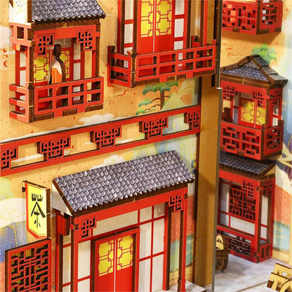 KDIOMALL DIY Creative Bookend Bookshelf Ornaments Mini Japanese Town