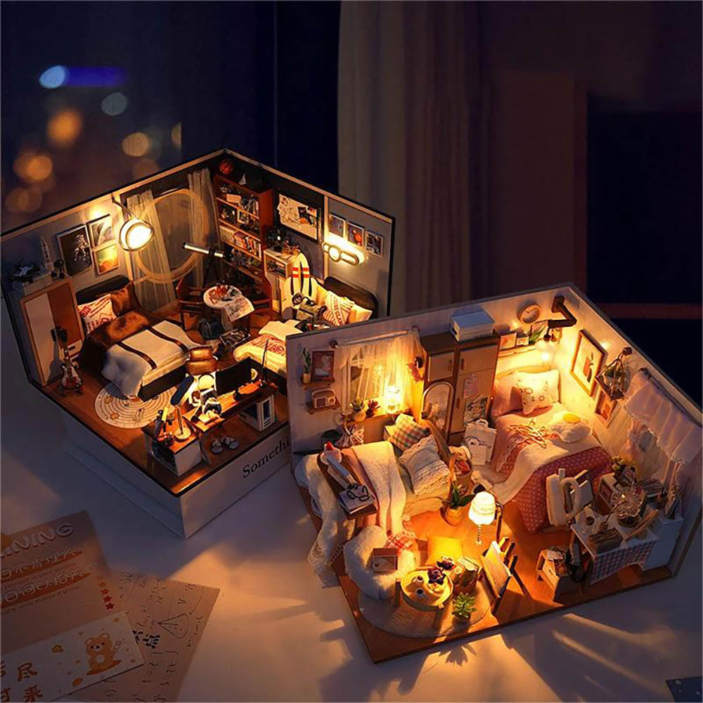 KDIOMALL DIY Dollhouse Twin Dormitory Apartment Miniature Building Kit