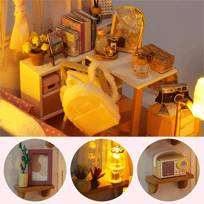 KDIOMALL DIY Dollhouse Twin Dormitory Apartment Miniature Building Kit