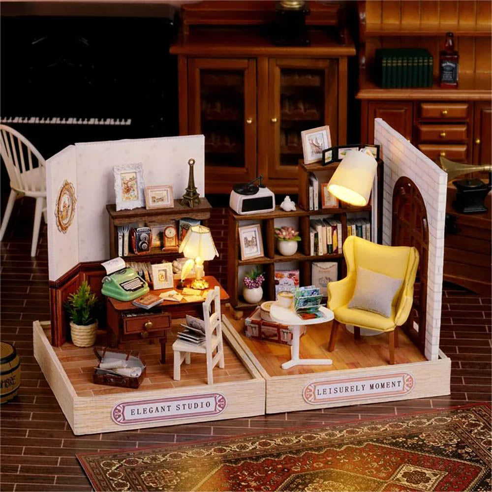 KDIOMALL DIY Miniature Dollhouse with Dust Cover Dessert Shop