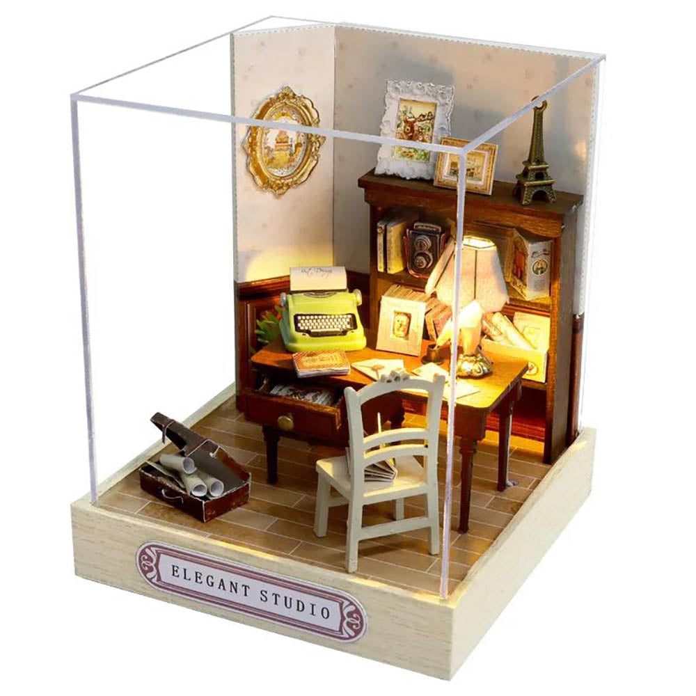 KDIOMALL DIY Miniature Dollhouse with Dust Cover Dessert Shop