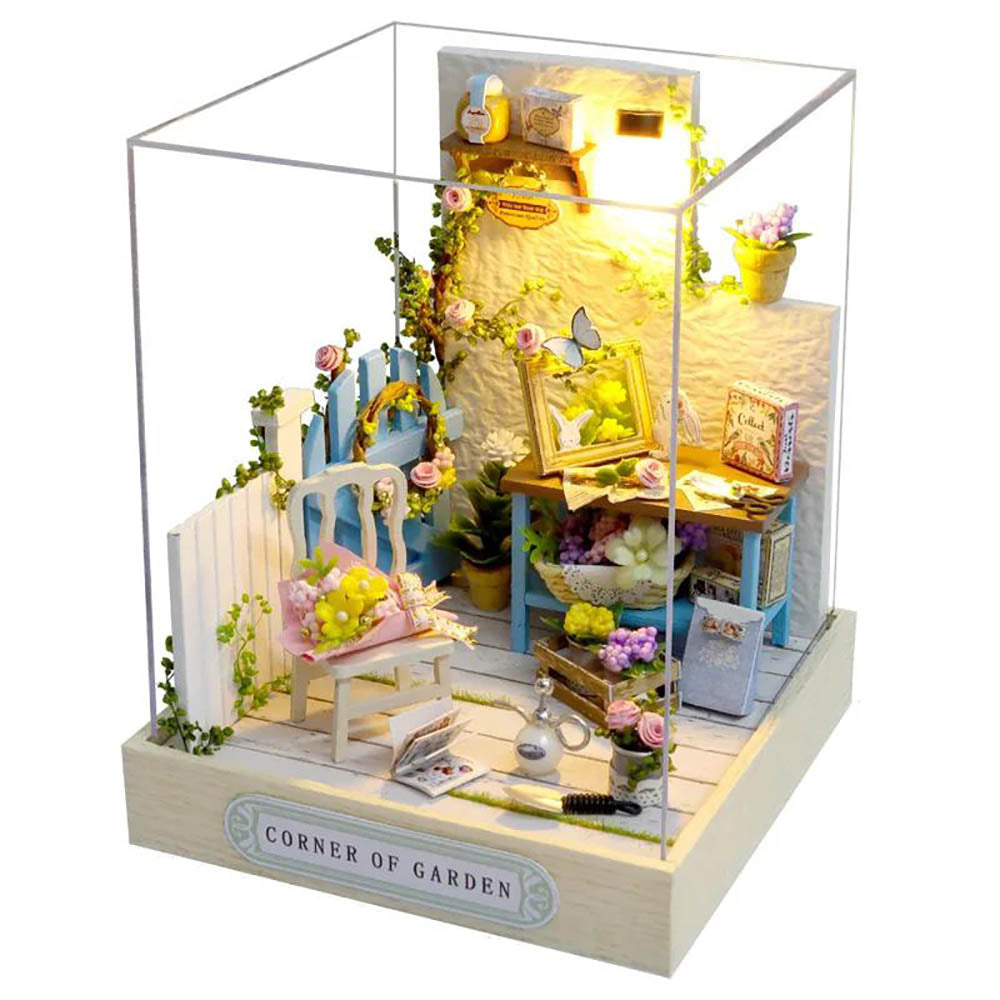 KDIOMALL DIY Miniature Dollhouse with Dust Cover Dessert Shop