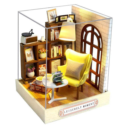 KDIOMALL DIY Miniature Dollhouse with Dust Cover Dessert Shop