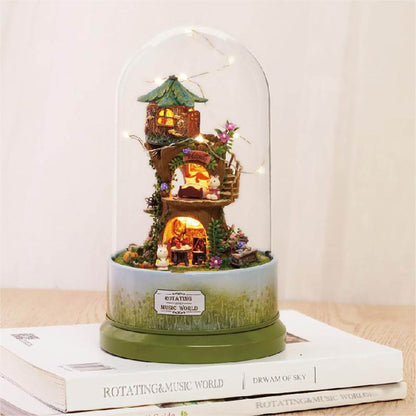 KDIOMALL DIY Rotating Music Box Miniature Dollhouse Creative Gift