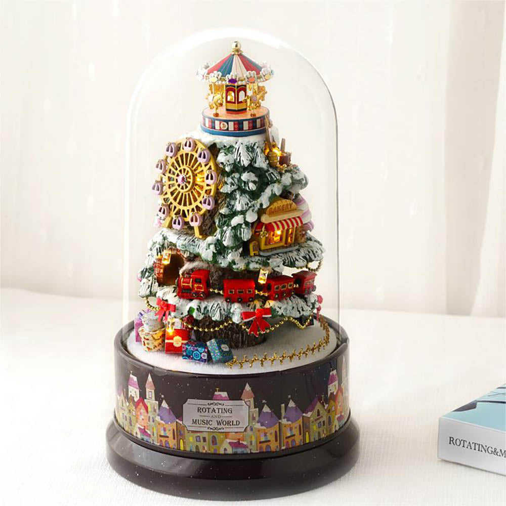 KDIOMALL DIY Rotating Music Box Miniature Dollhouse Creative Gift