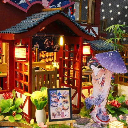 KDIOMALL DIY Wooden Antique Japanese Villa With LED Light