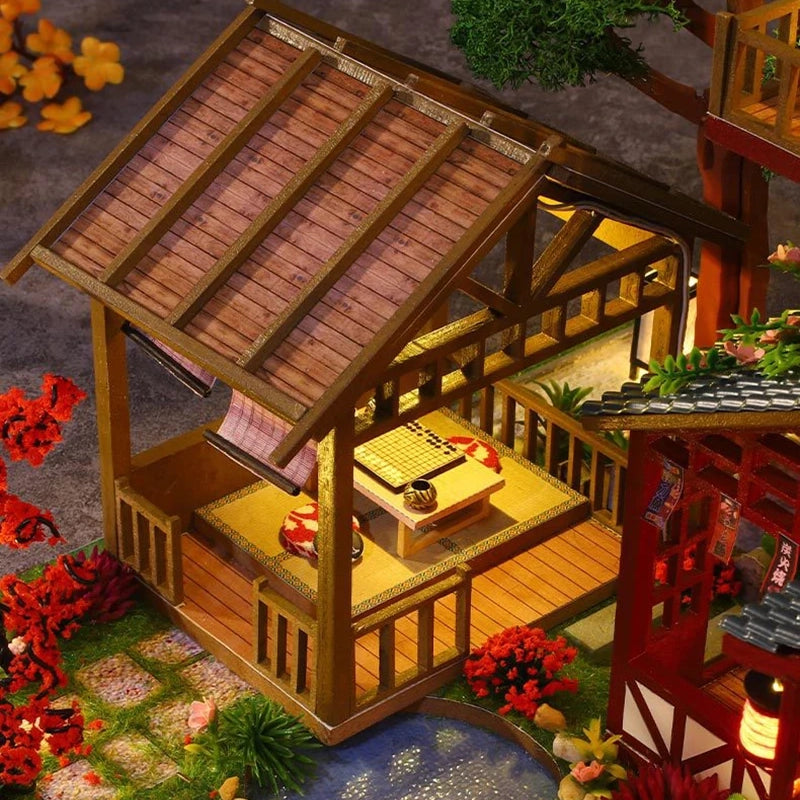 KDIOMALL DIY Wooden Antique Japanese Villa With LED Light