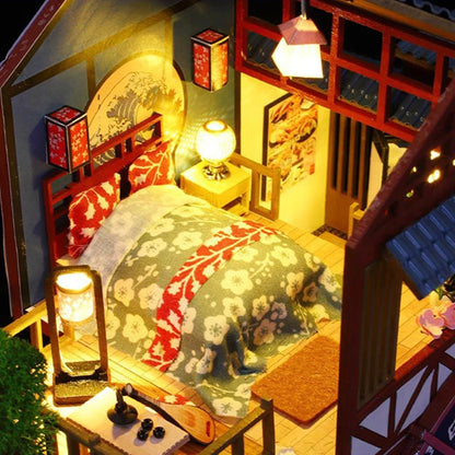 KDIOMALL DIY Wooden Antique Japanese Villa With LED Light