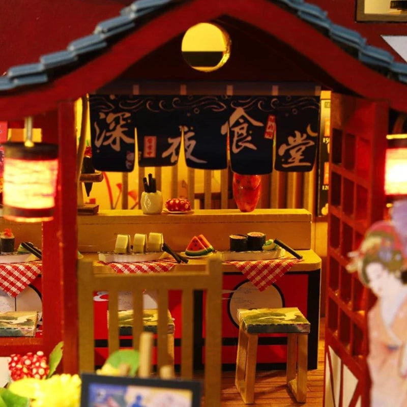 KDIOMALL DIY Wooden Antique Japanese Villa With LED Light