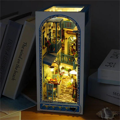 KDIOMALL DIY Wooden Book Nook Sea Breeze Dollhouse Fairy Tale Town