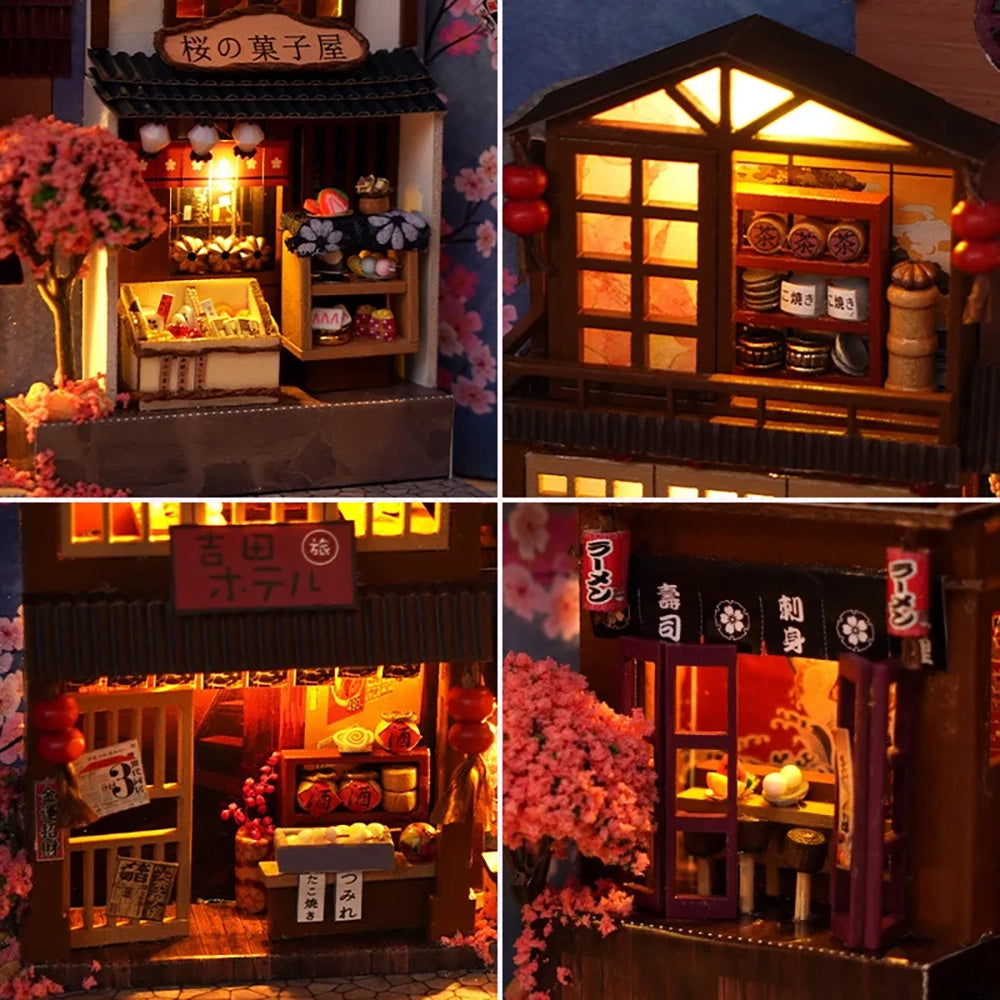 KDIOMALL DIY Wooden Bookend Fairy Tale Town Japanese Store Toys