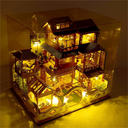 KDIOMALL DIY Wooden Chinese Traditional Large Villa Dollhouse