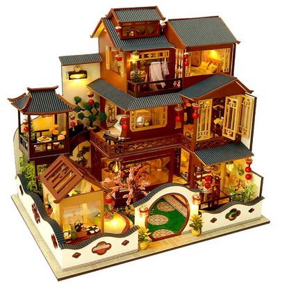 KDIOMALL DIY Wooden Chinese Traditional Large Villa Dollhouse