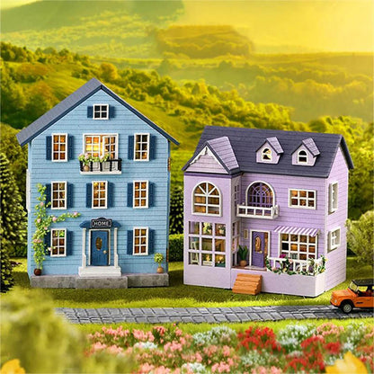 KDIOMALL DIY Wooden Miniature Dollhouse Assemble Toy Birthday Gift