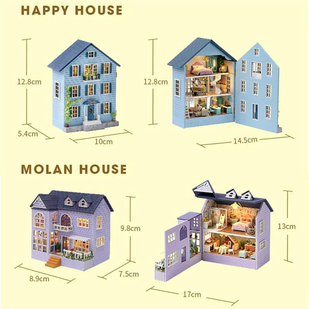 KDIOMALL DIY Wooden Miniature Dollhouse Assemble Toy Birthday Gift