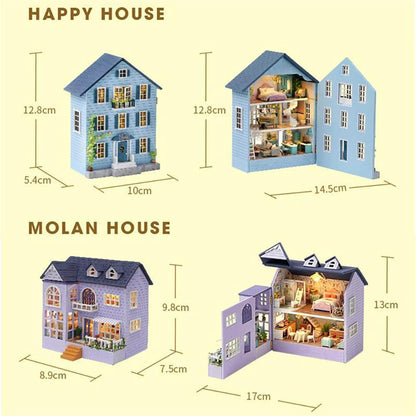 KDIOMALL DIY Wooden Miniature Dollhouse Assemble Toy Birthday Gift