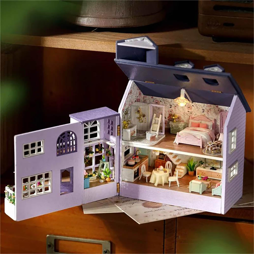 KDIOMALL DIY Wooden Miniature Dollhouse Assemble Toy Birthday Gift