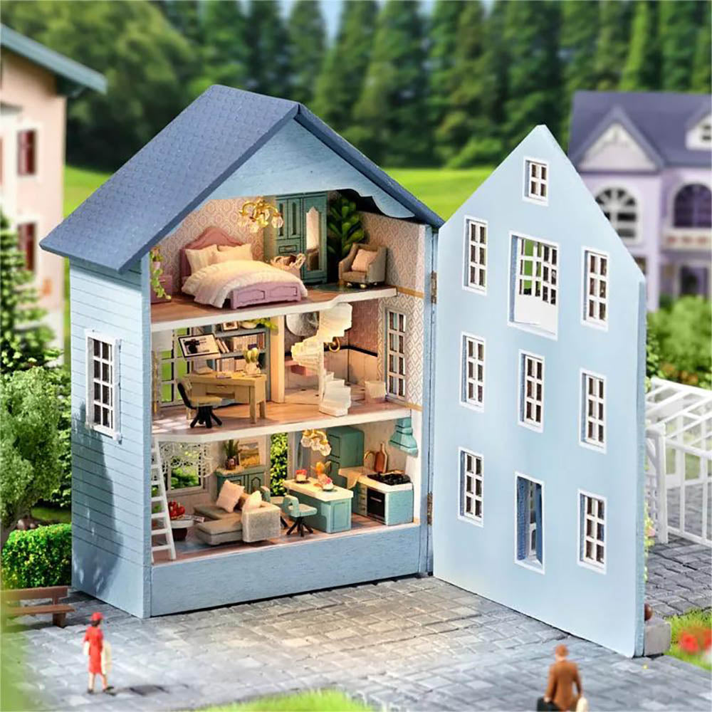 KDIOMALL DIY Wooden Miniature Dollhouse Assemble Toy Birthday Gift