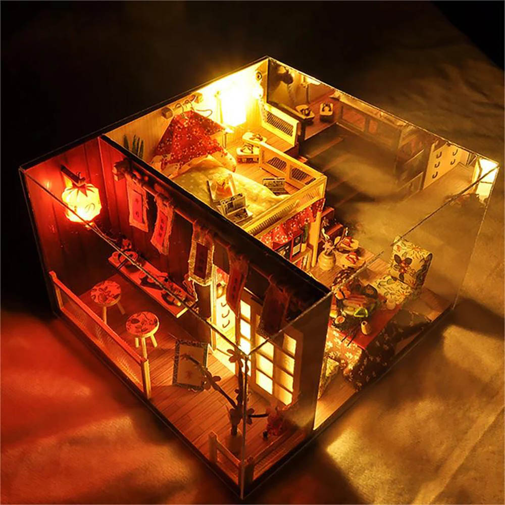 KDIOMALL DIY Wooden Miniature Dollhouse Japanese Style Sakura Story