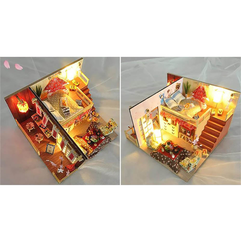 KDIOMALL DIY Wooden Miniature Dollhouse Japanese Style Sakura Story