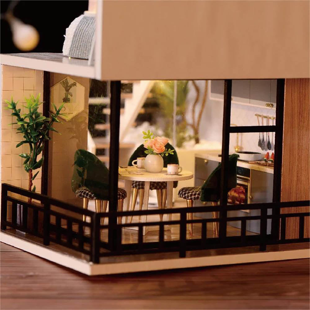 KDIOMALL Duplex LOFT Apartment Model with Dust Cover Music Box