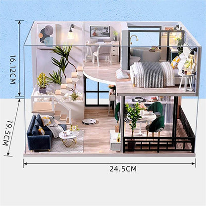 KDIOMALL Duplex LOFT Apartment Model with Dust Cover Music Box