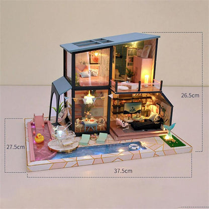 KDIOMALL Mermaid Legend Wooden Dollhouse Forest Seaside Villa