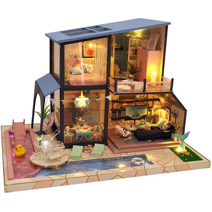 KDIOMALL Mermaid Legend Wooden Dollhouse Forest Seaside Villa