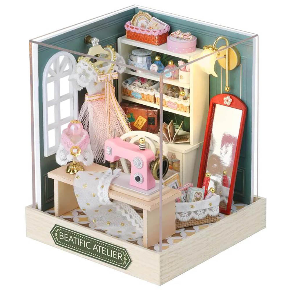 KDIOMALL Miniature Building Kit Cafe Noodle House Candy Shop Wedding Dress Shop Creative Gifts