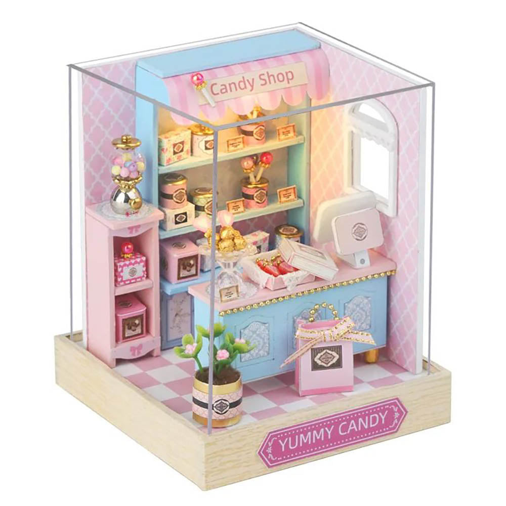 KDIOMALL Miniature Building Kit Cafe Noodle House Candy Shop Wedding Dress Shop Creative Gifts