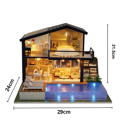 KDIOMALL Miniature Villa Model With Swimming Pool With Dust Cover