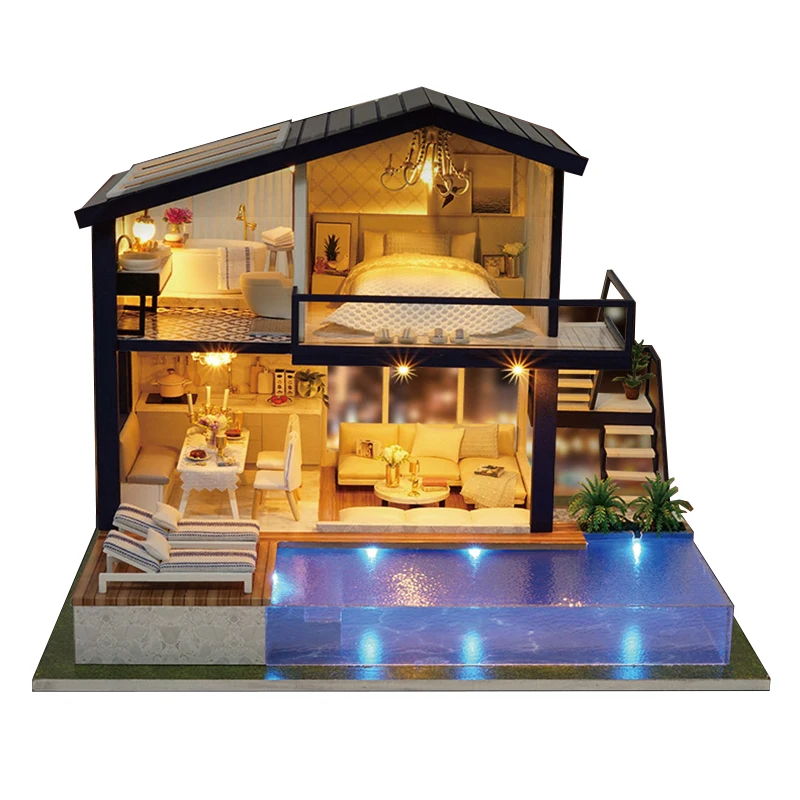 KDIOMALL Miniature Villa Model With Swimming Pool With Dust Cover