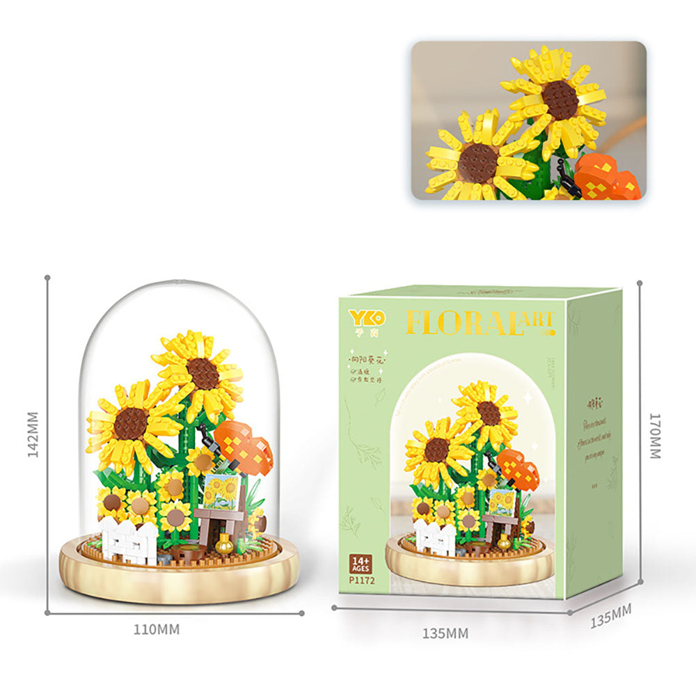 KDIOMALL Sunflower Micro Flower Building Blocks Preserved Flowers