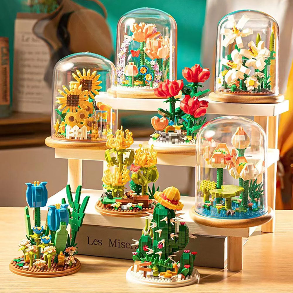 KDIOMALL Sunflower Micro Flower Building Blocks Preserved Flowers