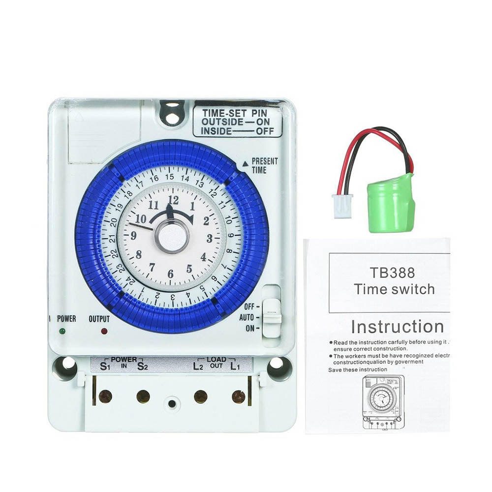 KDIOMALL 24 Hours Mechanical Timer Switch TB388 AC220V 10A