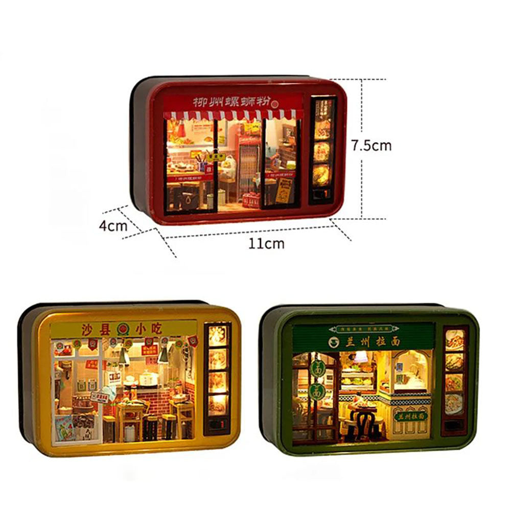 KDIOMALL Tin Box Theater Retro Snack Shop Nostalgic Theme Dollhouse