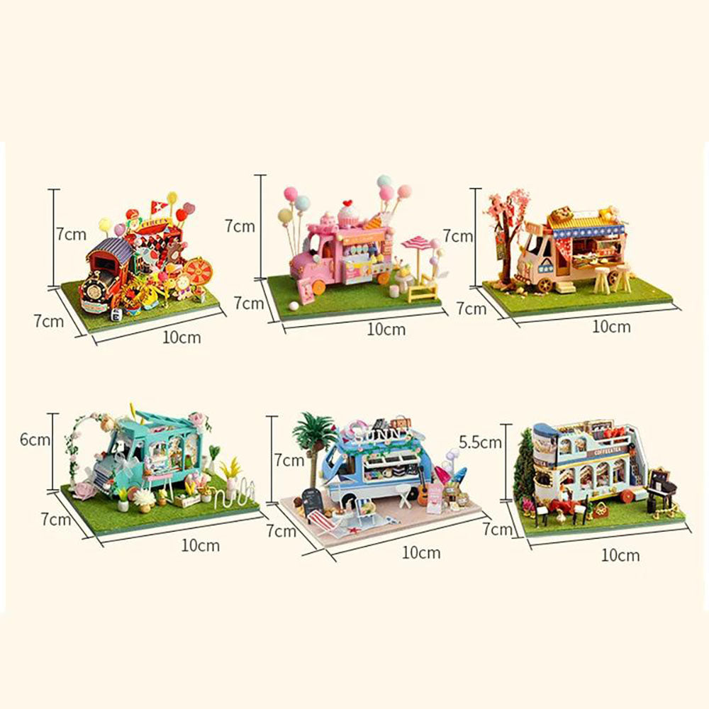 KDIOMALL Wooden Circus Car Ice Cream Truck Parade Kanto Cooking Shop With Light