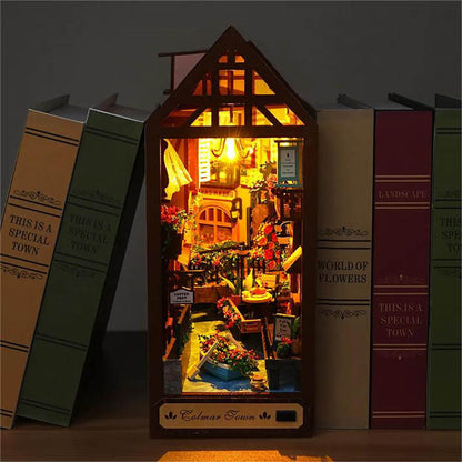 KDIOMALL Wooden DIY Bookend Handmade Bookshelf Decoration Gift for Adult