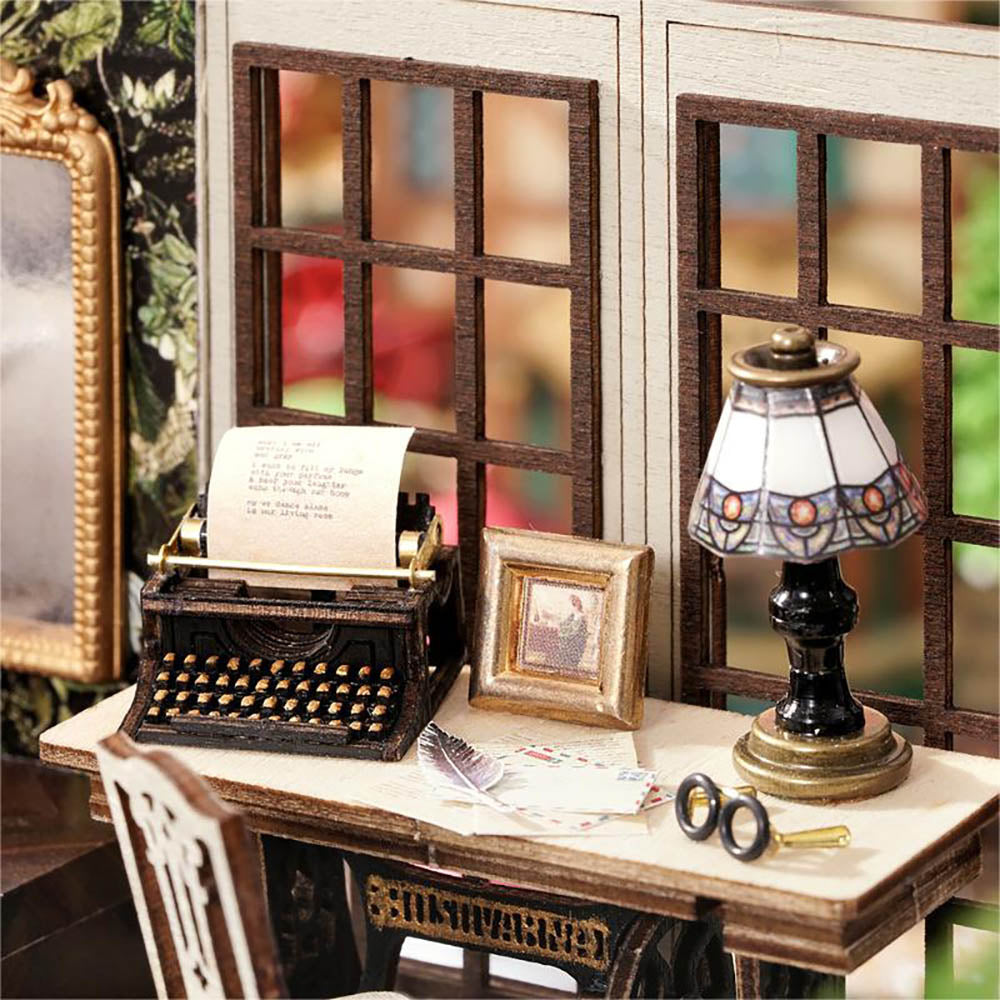 KDIOMALL Wooden DIY Dollhouse Time Imprint Retro Duplex Villa Model